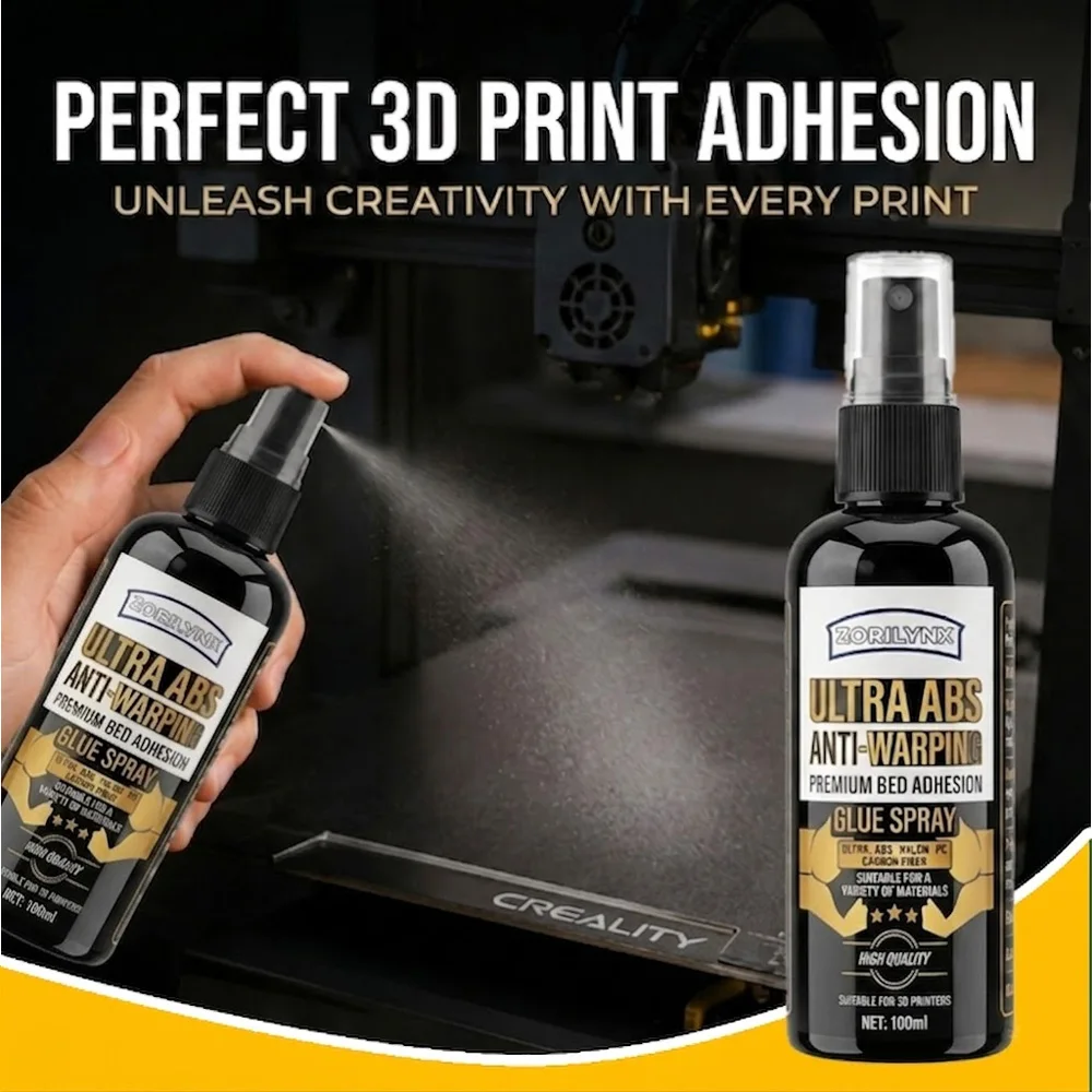 100ml 3D Printer Glue Spray Premium Bed Adhesion Anti Warping Adhesive for PLA PETG ABS Nylon Filament Heatbed Parts ZORILYNX