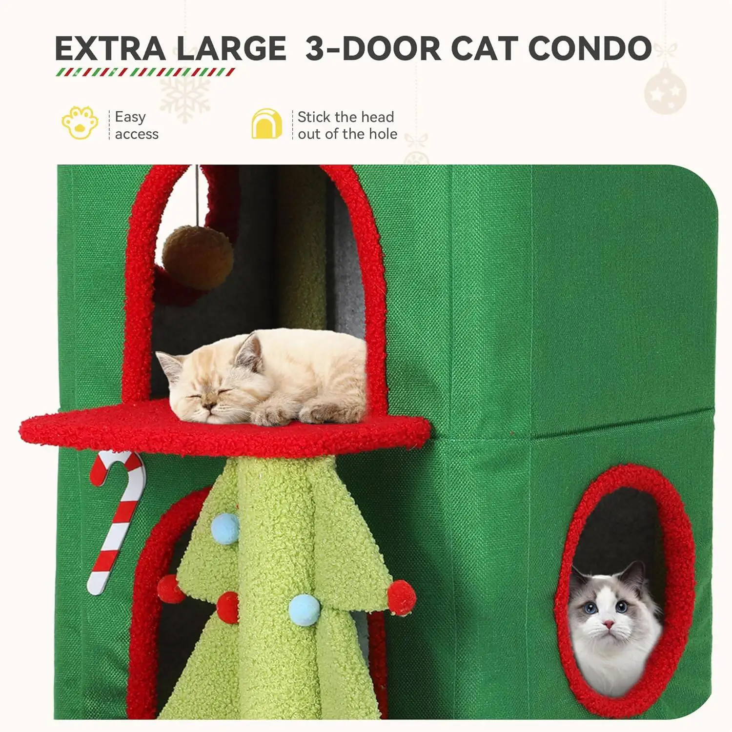 Christmas cat climbing frame integrated small apartment multi-layer tree hole upper and lower two floors to keep warm in winter
