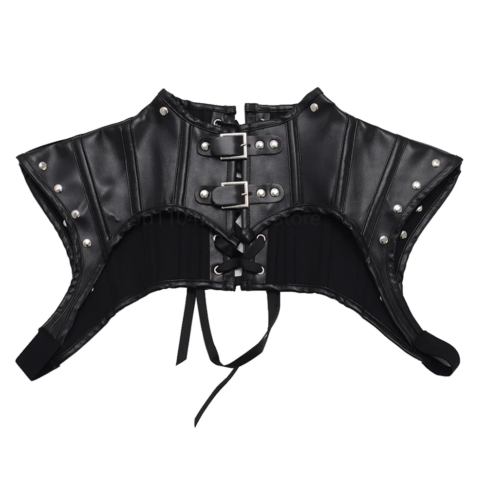 

Steampunk Accessories Women Leather Corset Crop Tops Punk Gothic Style Retro Plus Size S-2XL Black Brown