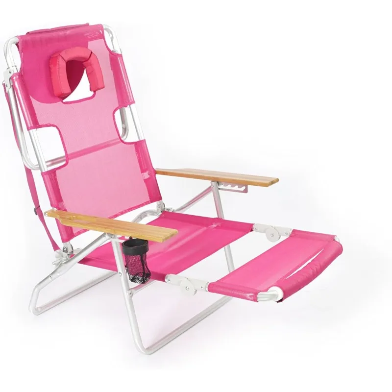 

3N1 Lightweight Lawn Beach Reclining Lounge Chair with Footrest, Outdoor Furniture for Patio, Balcony, Backyard, or Porch, Pink