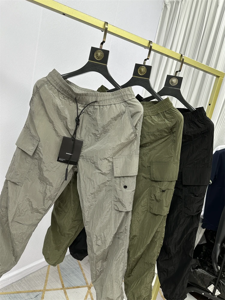 

Ультратонкие дышащие водонепроницаемые летние мужские повседневные рабочие брюки Qui-Drng, легкие, с текстурой, напоминающей крылья, прямого кроя