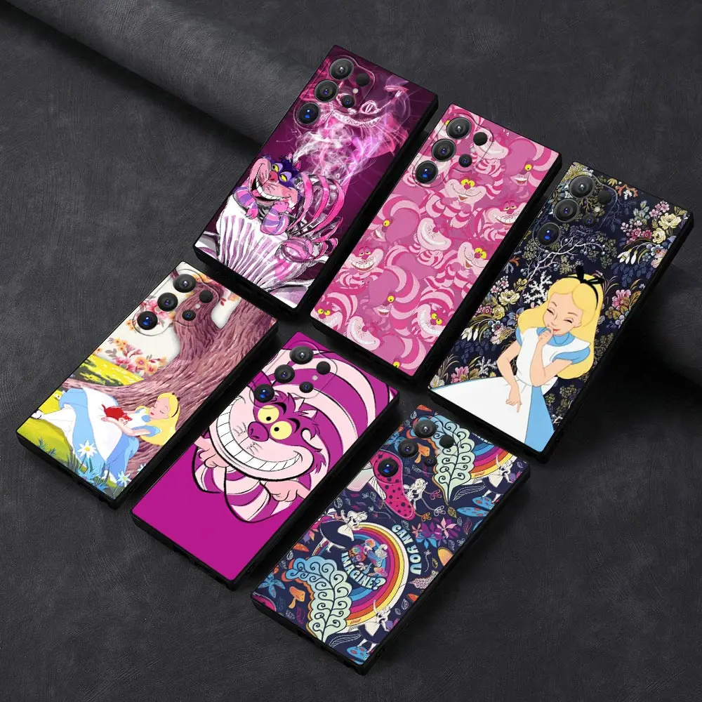 Cheshire Cat Alice in Wonderland Case For Samsung Galaxy S25 S24 Ultra S23 S22 S21 S20 Plus Fe S10 S9 S25 S24 Ultra Black Cover