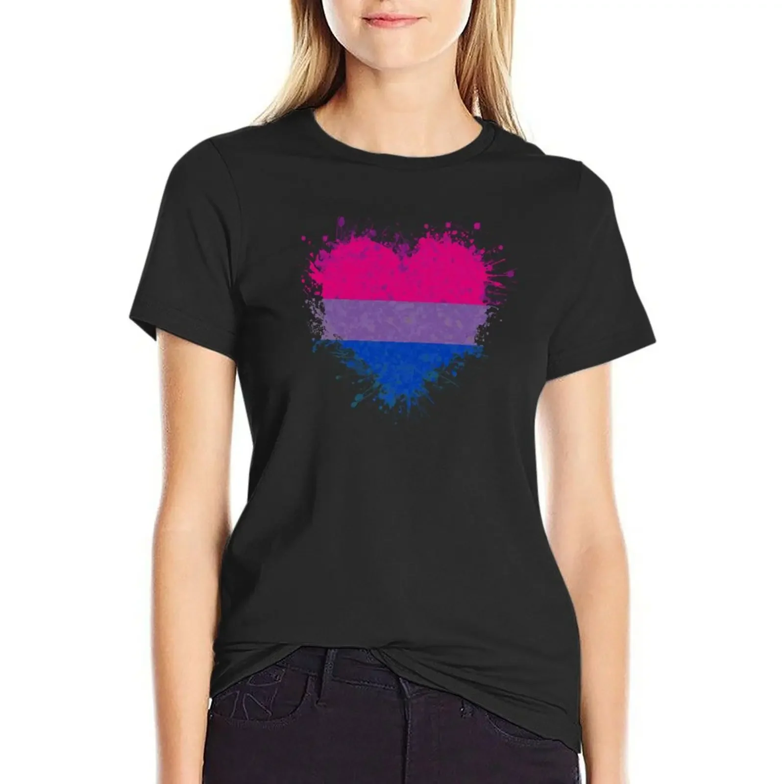 Bisexual Heart Pride T-Shirt summer clothes kawaii clothes vintage clothes korean Women's