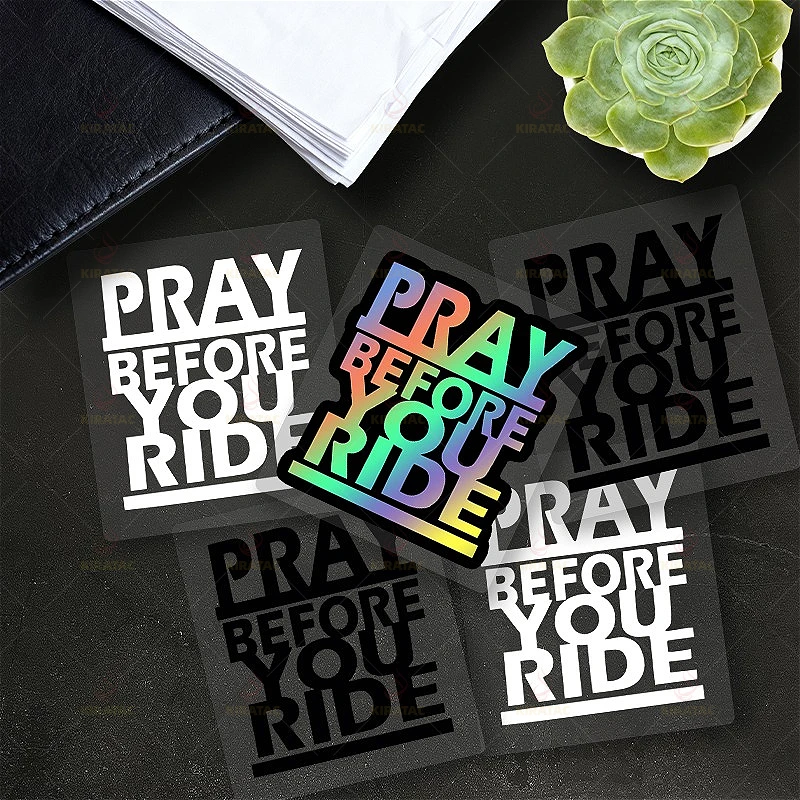 1PC PRAY BEFORE YOU RIDE Motorcycle Sticker Waterproof Vinyl Decal Universal for Motorbike Handlebar Helmet Bicycle Body Decor