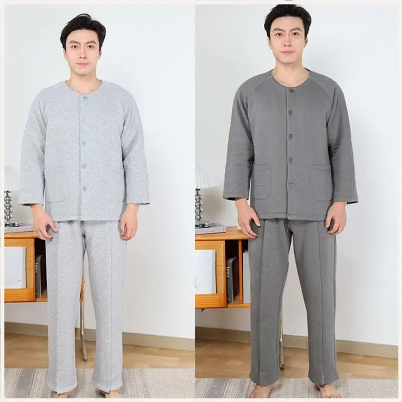 

Мужской костюм для кормления из дышащей ткани со стеганой изоляцией, отрывные штаны, пижамный комплект для пациентов, больничный