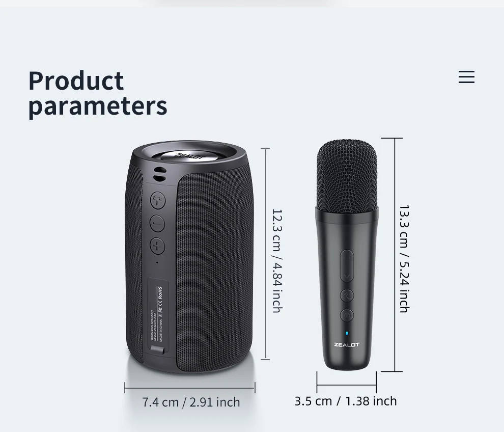 ZEALOT-S32 Tragbarer Bluetooth-Lautsprecher, Kabelloser Lautsprecher mit 2 Mikrofonen, für Strandpartys und Geburtstagsfeiern, Wasserdichter Lautsprecher – Detail 4