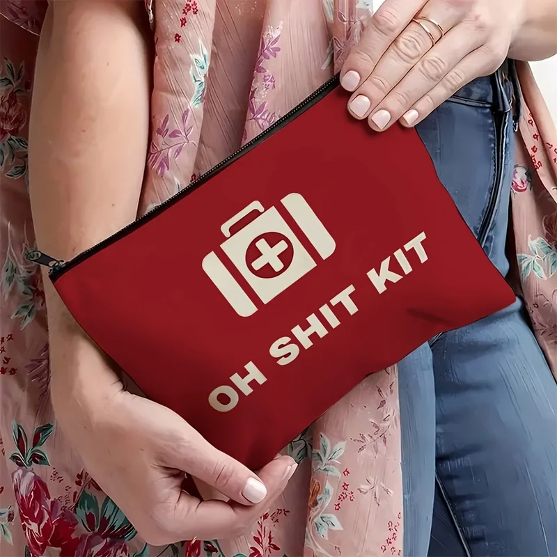 Red emergency makeup kit，Foldable Travel Storage Bag，Suitable for daily essentials，Holiday、Great gifts for friendship and welcom