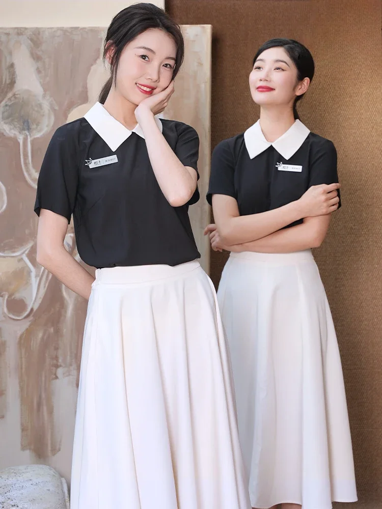 Korean Spring and Summer New Beautician Overalls Women's High-end Beauty Salon SPA Skin Management Overalls Set