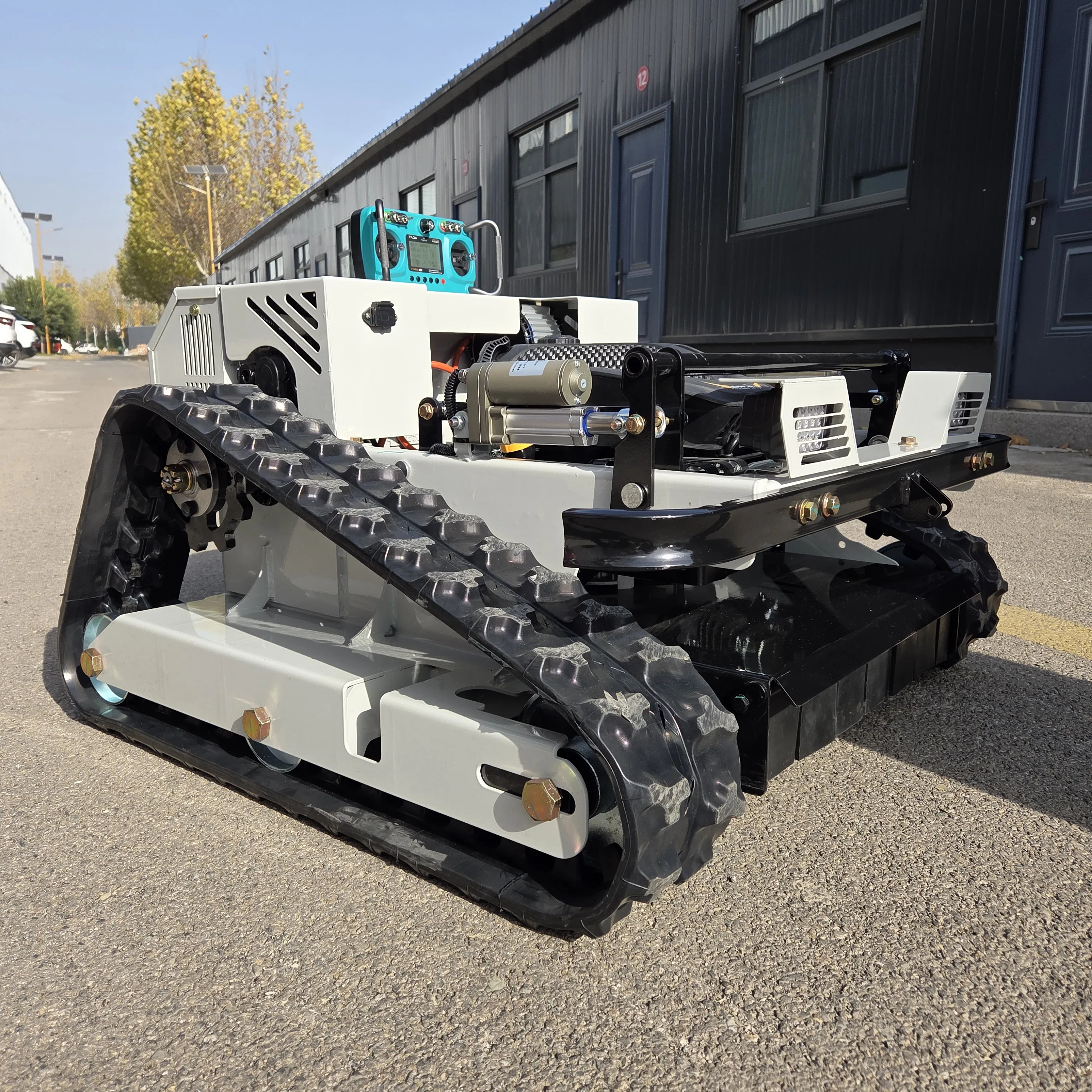 Custom-Built, CE & EPA Certified Lawn Mower — Tracked, Remote-Controlled Smart Garden Mowing Robot with Snow Plow Attachment view 5