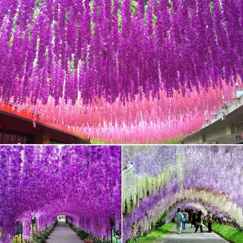 112cm Simulated Wisteria Flower Arrangement Long Vine Hanging Decoration Wedding Christmas Decorations Background Stage Setting