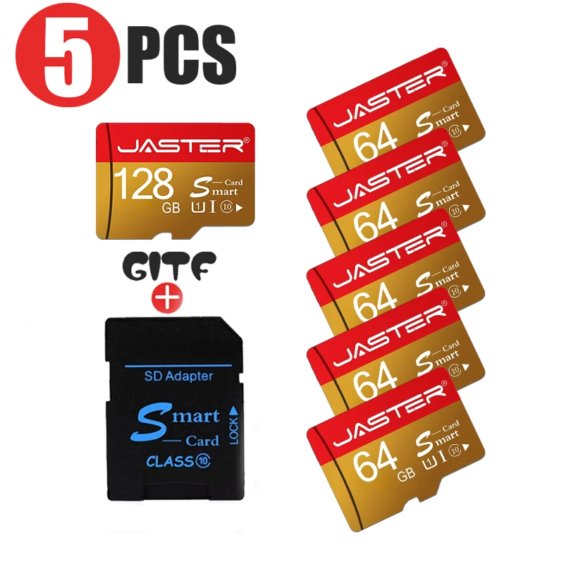 NEW 5PCS Gold TF Card Class10 128GB 256GB Cartao De Memoria 32GB 64GB 16G SD Card 8G 4G 2G Flash Memory Card for Digital Devices