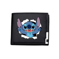 Stitch PU Leather Men Wallets, Short Black Wallet, Women Coin Purse