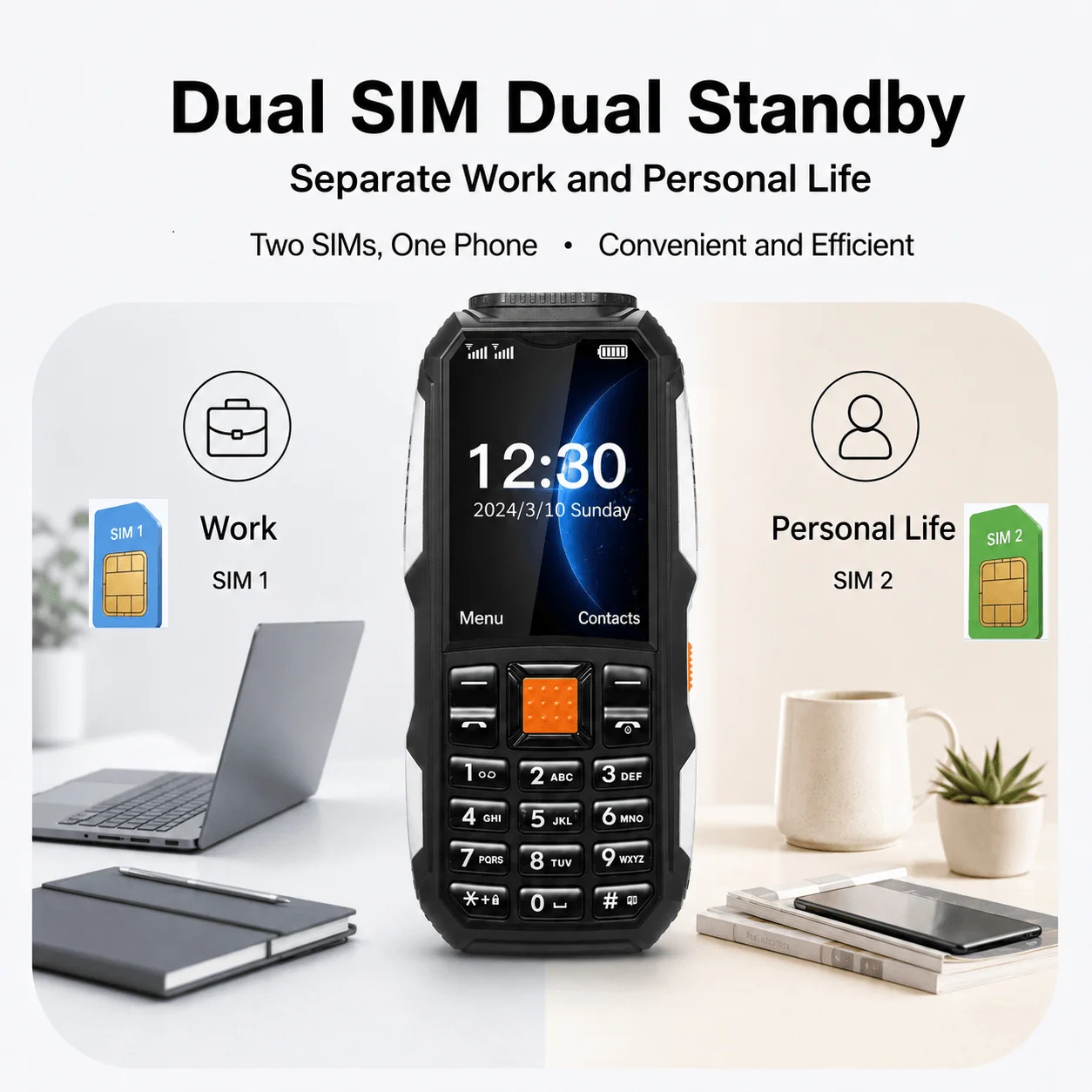 Mini Feature Phone Dual SIM Dual Standby Big Button Long Battery Dual Flashlight Portable Basic Mobile Phone Seniors Backup