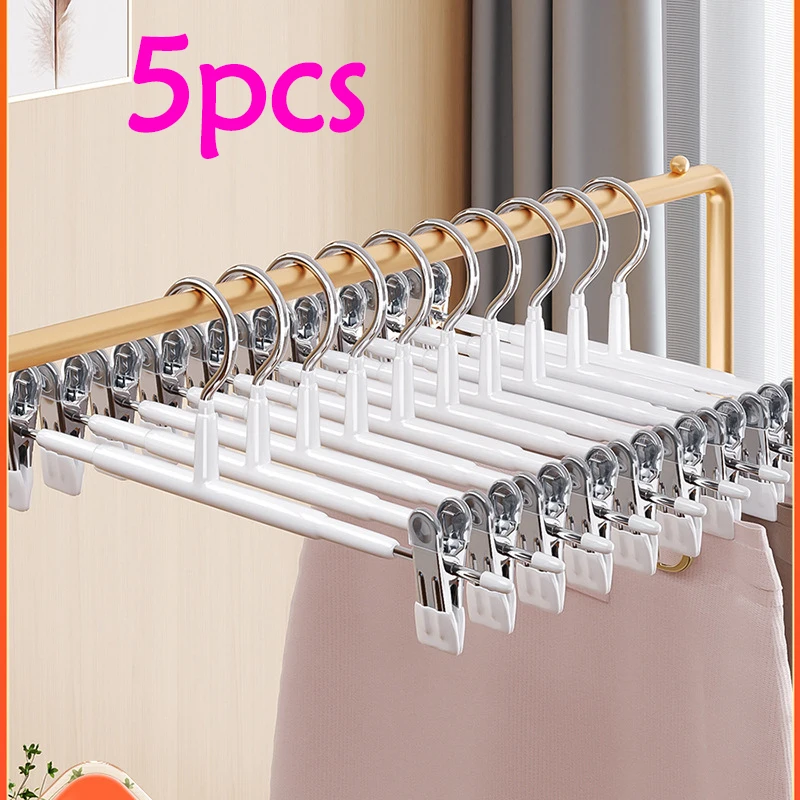 5 Pcs Rack Clip Stainless Steel Trousers Wardrobe Clip Anti-slip Clothespin Pants Clamp Clothes Hanger for Skirts