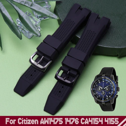 Imagen 2 del producto Correa de silicona para Citizen Eco-Drive CA4154 4155 AW1476 1475 1477, pulsera de 24mm, accesorios de repuesto de goma para reloj para hombre