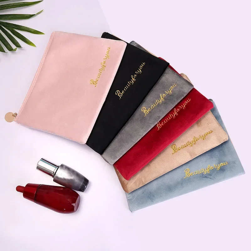Velvet Zipper Women Cosmetic Toiletries Organizer Storage Bags Female Make Up Cases Outdoor Girls Makeup Bag New Large Capacity