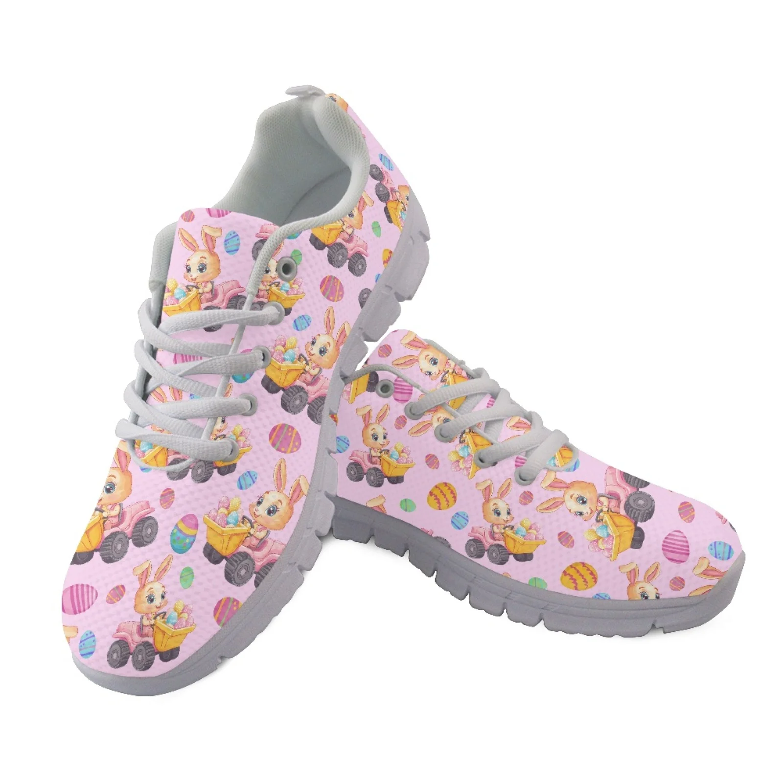 Coloranimal Easter Non Slip Athletic Sneaker with Bunny Eggs, Breathable Running Shoe for Mens and Womens Walking
