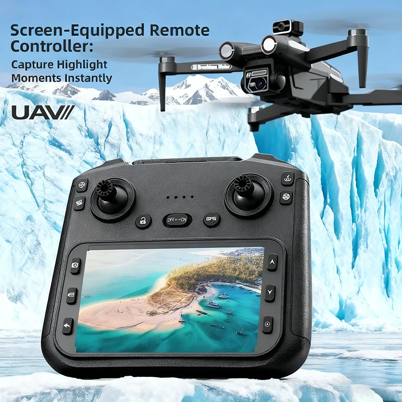 Nuevo Dron X28 8K profesional WIFI GPS HD fotografía sin escobillas plegable Quadcopter pantalla grande de 4,3 pulgadas RC distancia Drone Juguetes