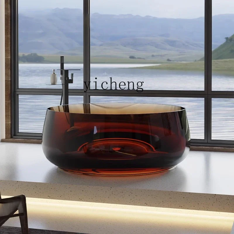 1  transparent resin crystal color round hotel homestay home free-standing couple bathtub