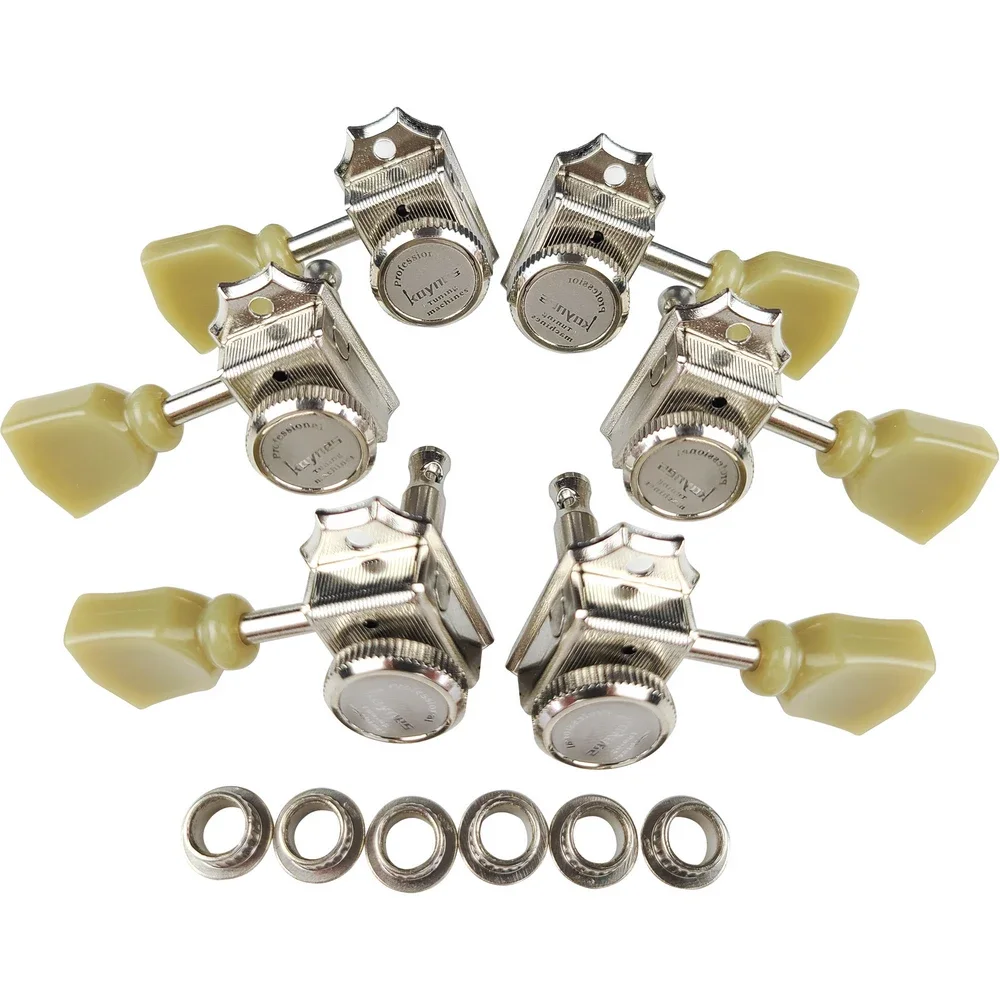 

1 Set 3R3L Vintage Deluxe Locking Electric Guitar Machine Heads Tuners For LP SG Guitar Lock String Tuning Pegs Nickel