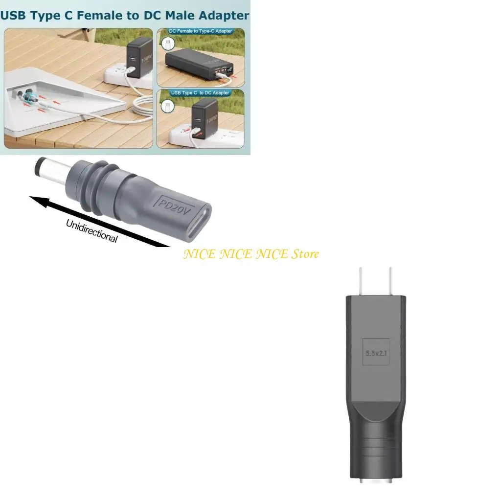 

E0BB USB C to DC5521 Power Adapter for Mini Seamlessly Connection 20V Input