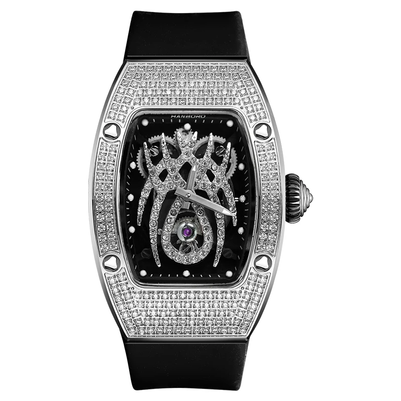 HANBORO Spider Collection Spider Ruby and Diamond Crafted Luminous Full Diamonds Luxury Women's Watch