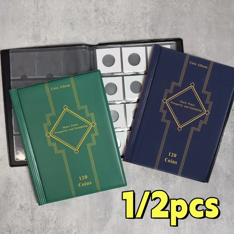 1/2 Stück Münzalbum mit 120 Taschen für Münzen, Gedenkmünzen, Medaillen und Abzeichen Sammelmappe