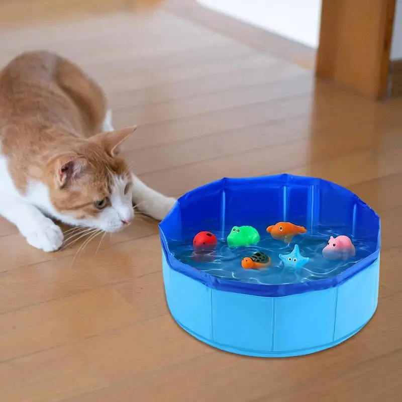 Cat Water Toy Fish Bowl Cat Toys Extra Large PVC Foldable Dogs Kiddie Pool With Fish Toys For Pets And Dogs Boredom Busters Cats