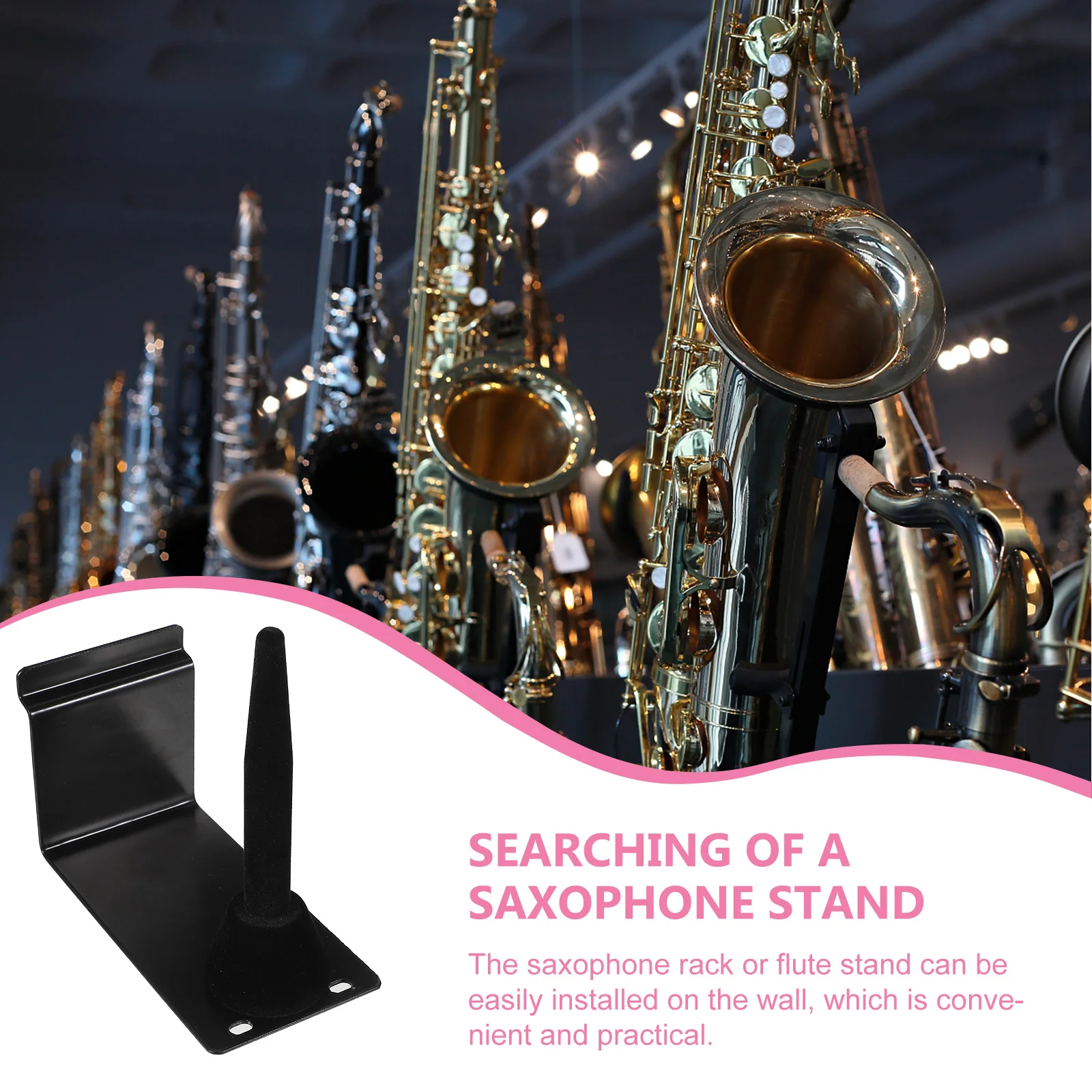 

Saxophone Wall Bracket Durable Saxophone Storage Holder Practical Stand for Home Music Room Display Flute Wall Holder