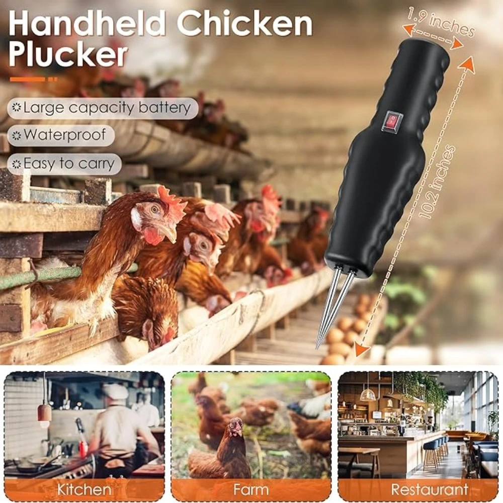 1–4 Stück geflügelte elektrische Federzupfer-Schnellzupfermaschine, tragbare Federentfernung für Huhn, Ente, Gans, Truthahn-Werkzeuge – Detail 3
