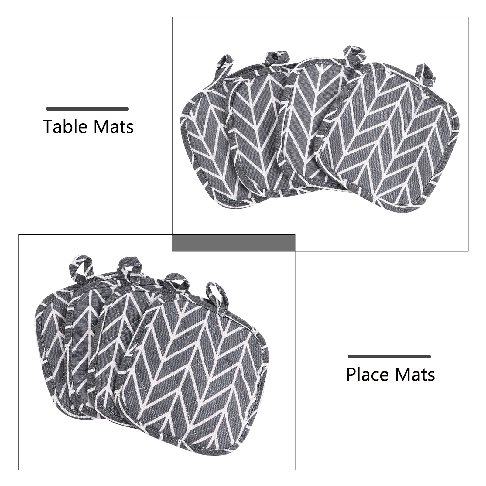 

4pcs Heat Insulation Pads Cotton Linen Non Skid Placemat Gray Arrow Table Mat Kitchen Worktop Place Mats Household