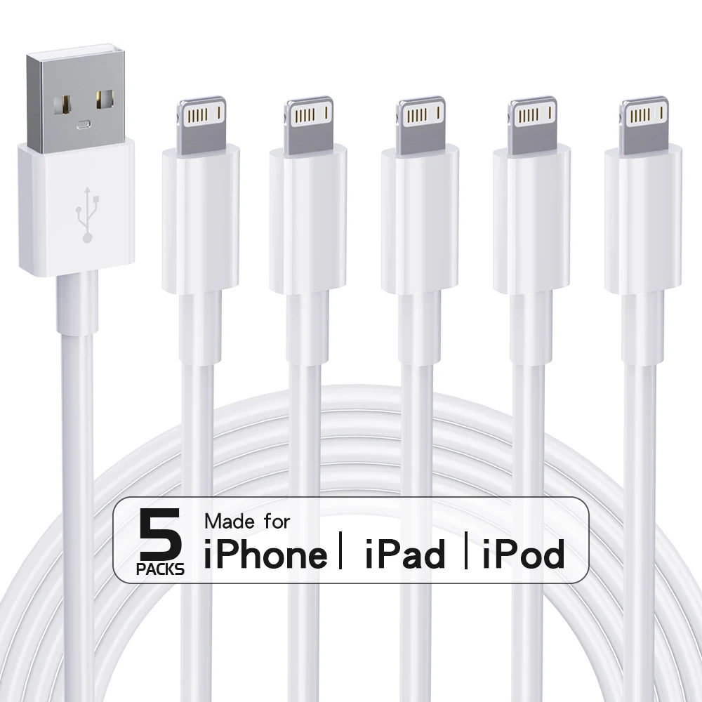 5Packs MFi Certified Lightning Cable For iPhone 14 13 12 11 Pro XR X XS Max Charge Data Line Wire Cord USB Lightning Charger