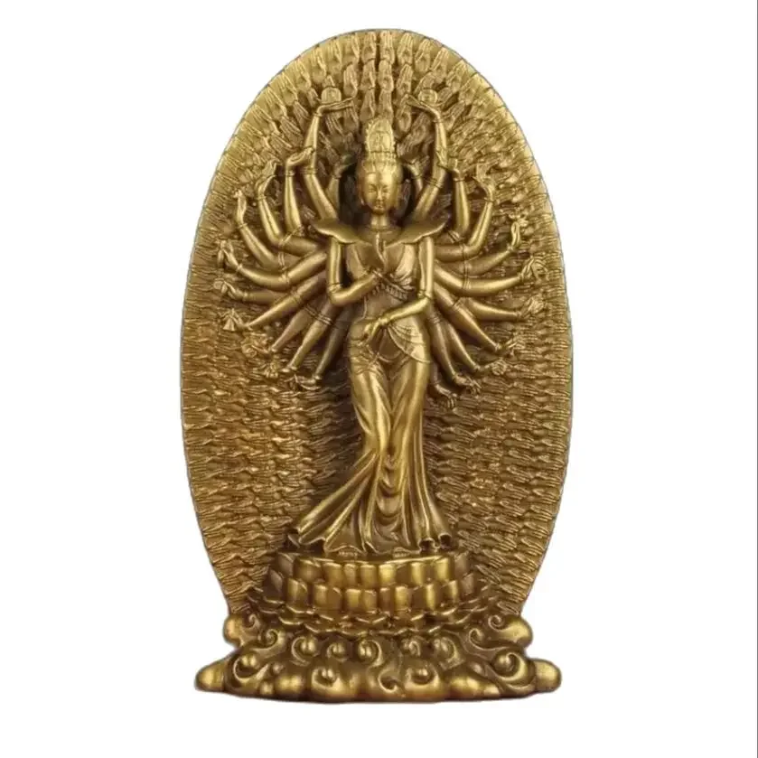 Brass Thousand Handed Guanyin Zodiac Rat Guardian God's Destiny Buddha Statue Home Office Buddha Hall Offering Articles Decorat