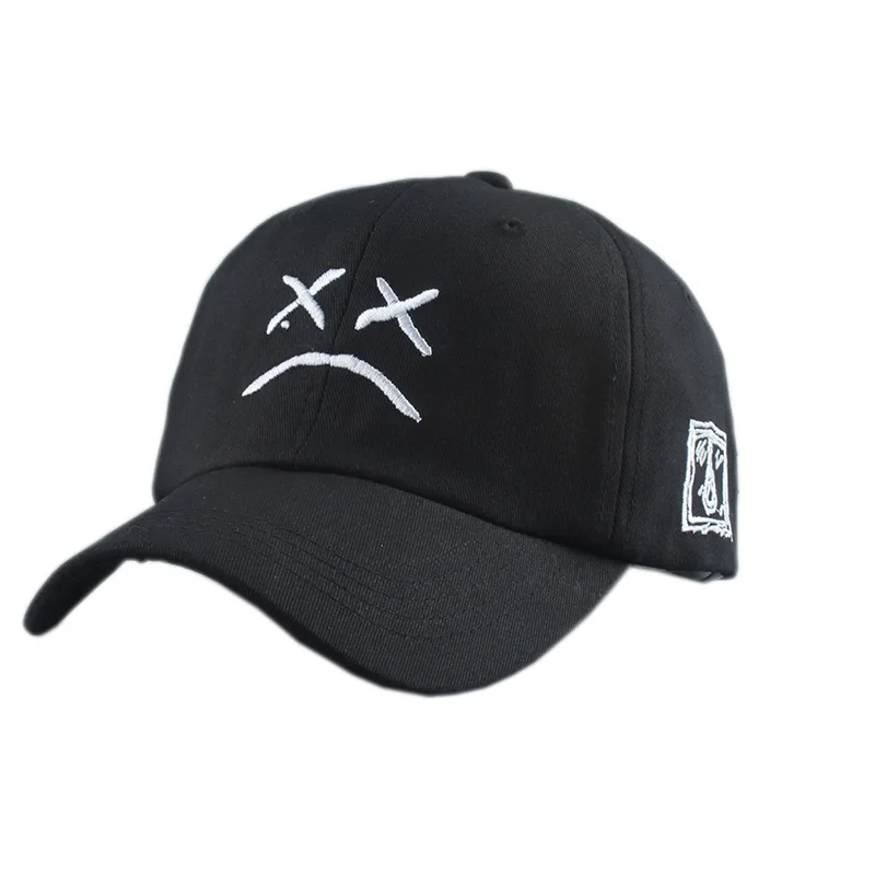 Summer Dad Hat Embroidery 100% Cotton Baseball Cap Sad face White Black Hat Golf Cap Hip Hop Snapback Women Men