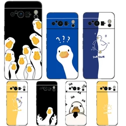 Duck Art Phone Case For Google Pixel 8 7 6 Pro 6A 7A 5G Soft Silicone Shockproof TPU Black Cover TPU Fundas