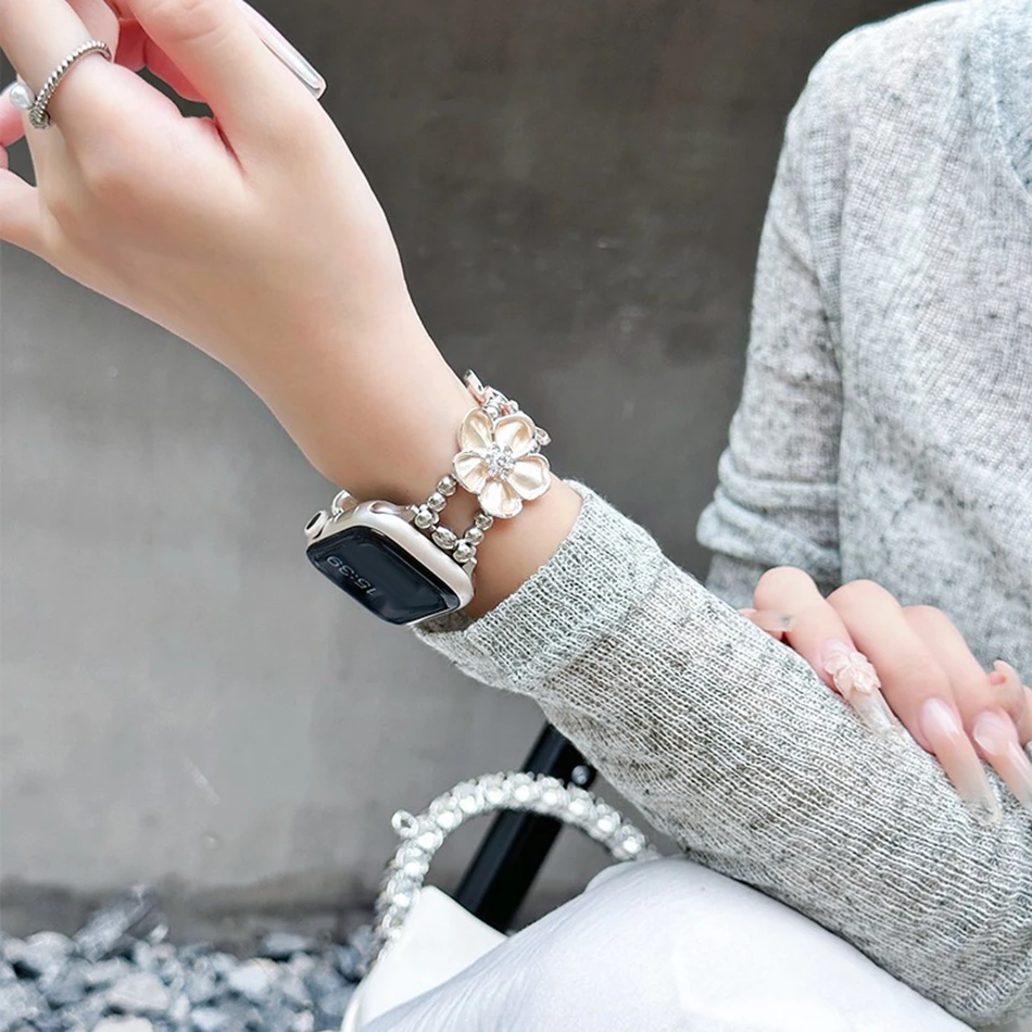 الأزياء الإغاثة الحمضيات زهرة حزام ل أبل iWatch سلسلة 10 9 8 7 6 5 SE الترا 2 الفرقة 38/40/41/42/44/45/46/49 مللي متر سوار معدني