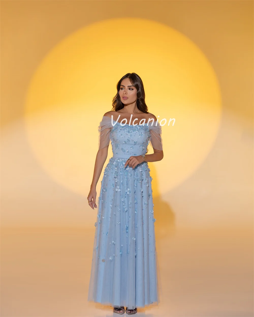 Customized Modern Style Exquisite Net Flower Beading Sequined Straight Poretrait Ankle Length Dresses Bespoke Occasion Dresses