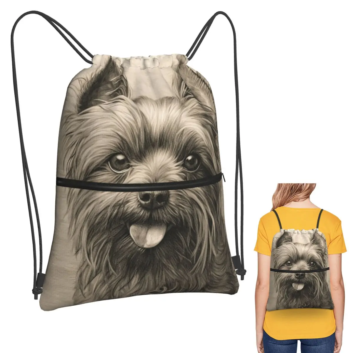

The Adorable Yorkshire Terrier Dog Backpacks Multi-function Drawstring Bags Sports Bag Book Bags for Man Woman Students