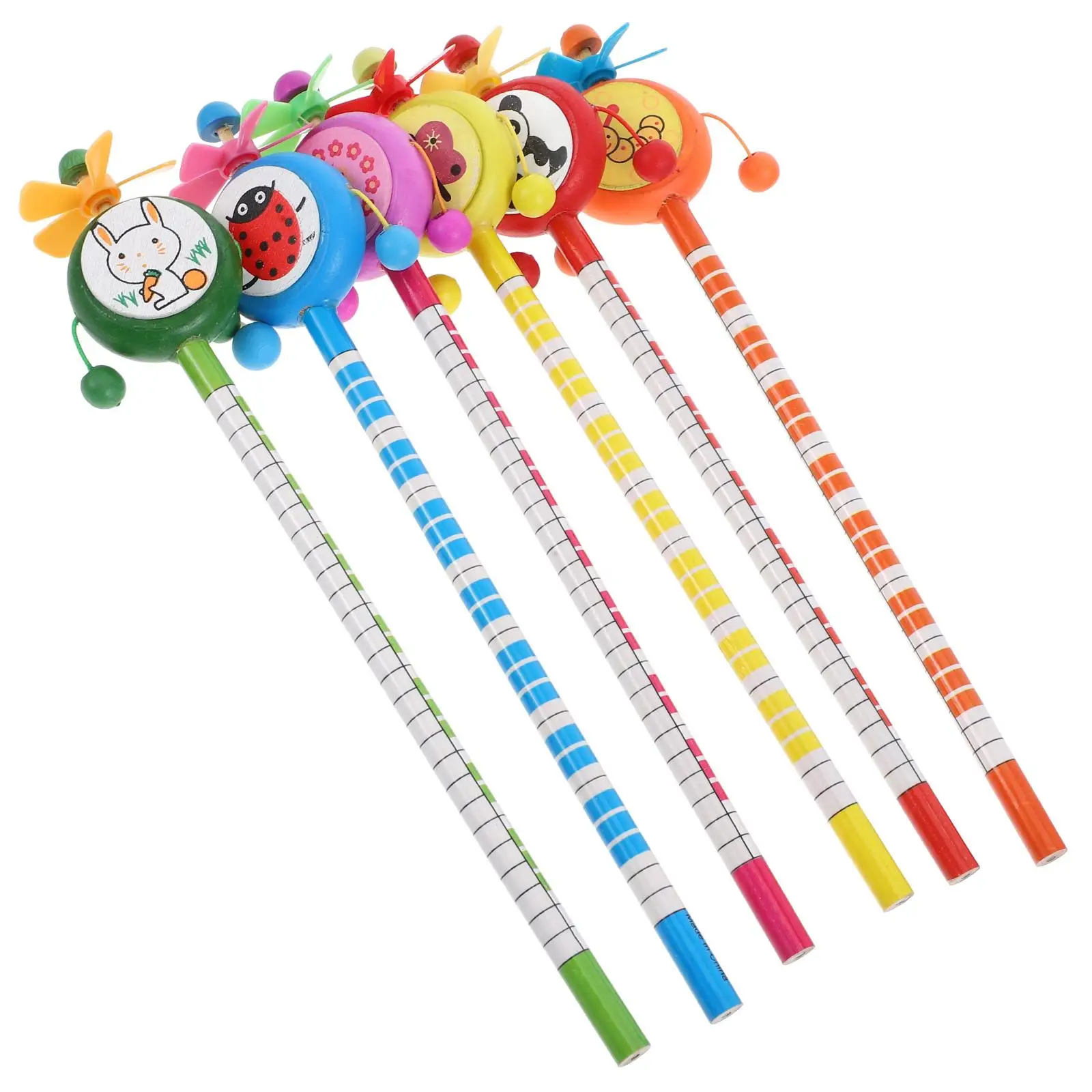 

12 Pcs Wooden Cartoon Pencil Cute Pencils for Kids Fun Birthday Classroom Bulk Rattle Students