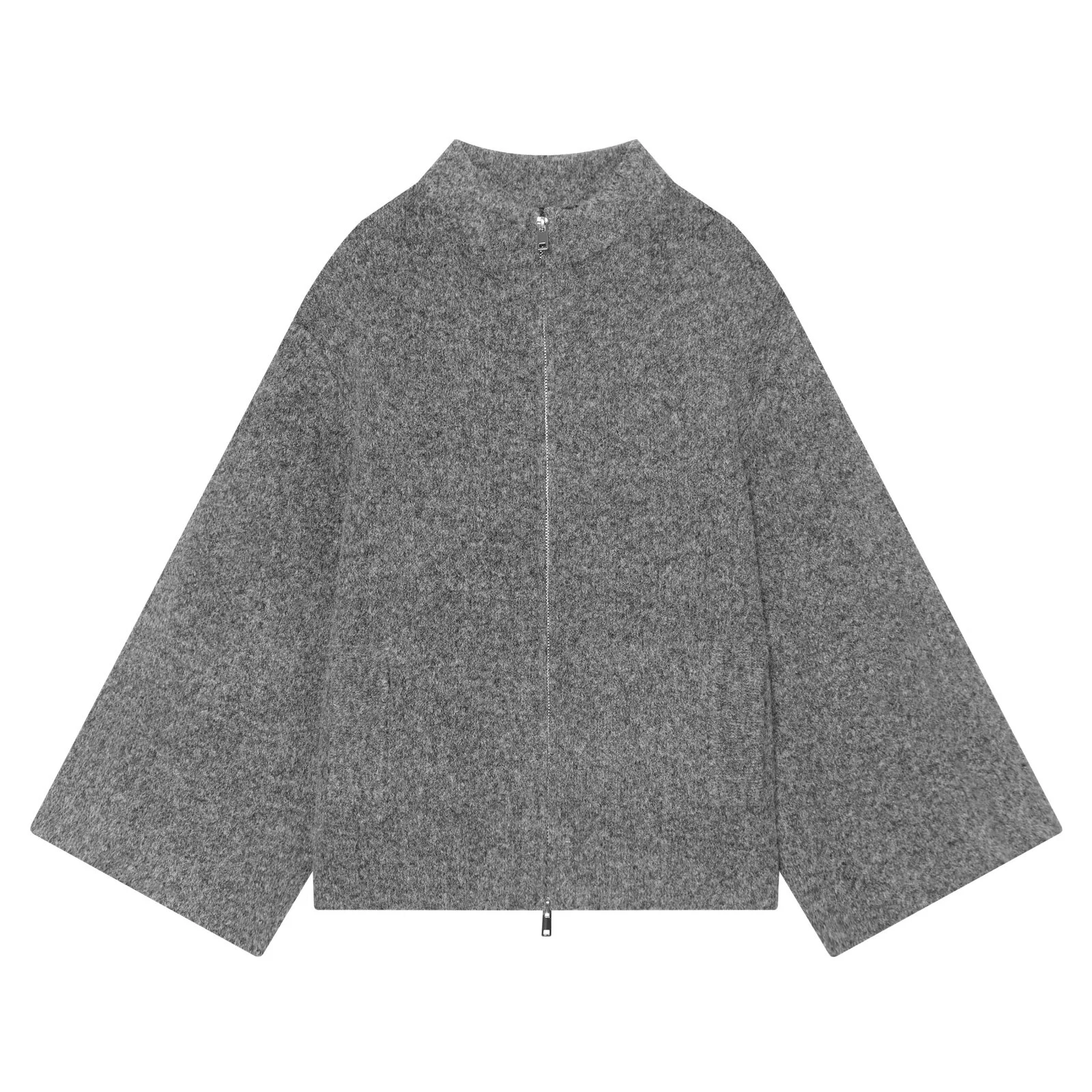 European and American style autumn women's new arrivals loose lazy-chic long-sleeved zippered knit cardigan coat