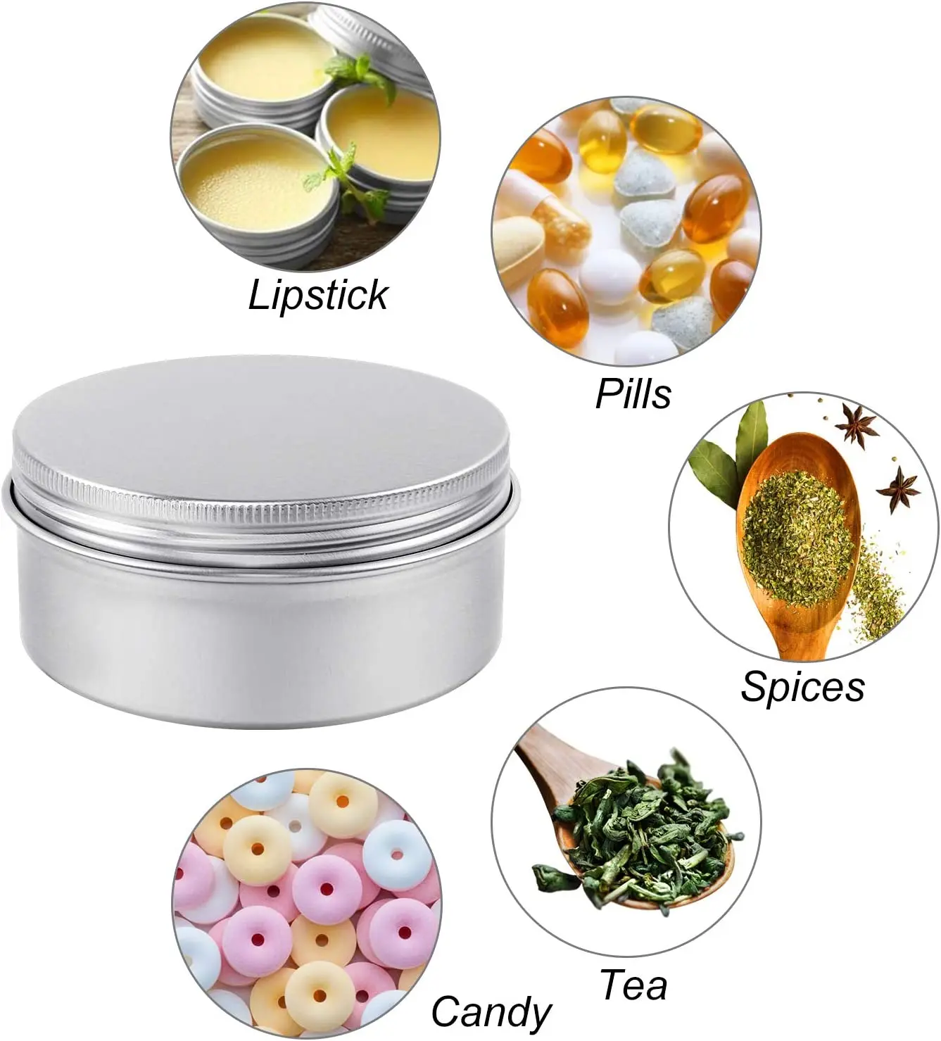 30Pcs Round Aluminum Lip Balm Tins Cans With Screw Top Lids Silver Metal Empty Cosmetic Sample Container Travel Storage Jars Pot