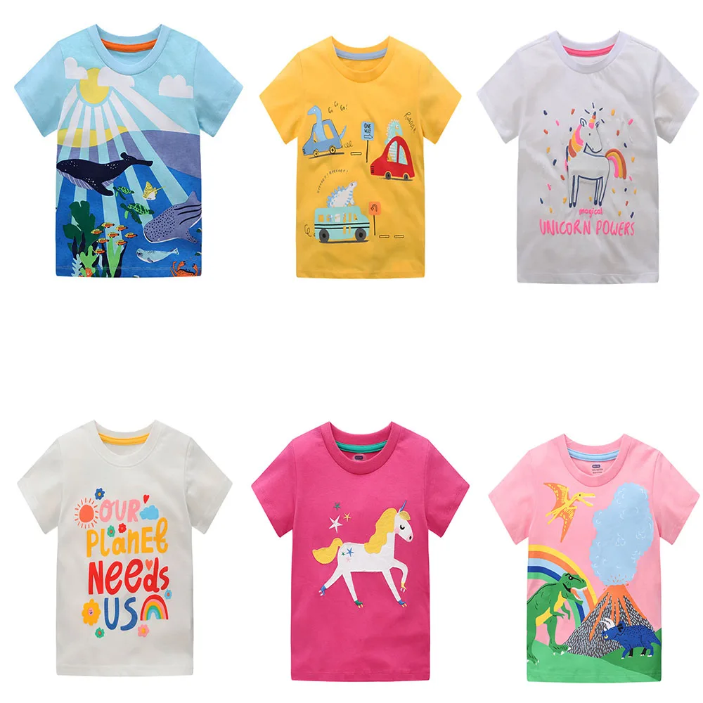 Jumping Meters Dinosaur New Arrival Animals Print Boys Girls T Shirts Cotton Children's Tees Summer Kids Girls Casual Baby Tops