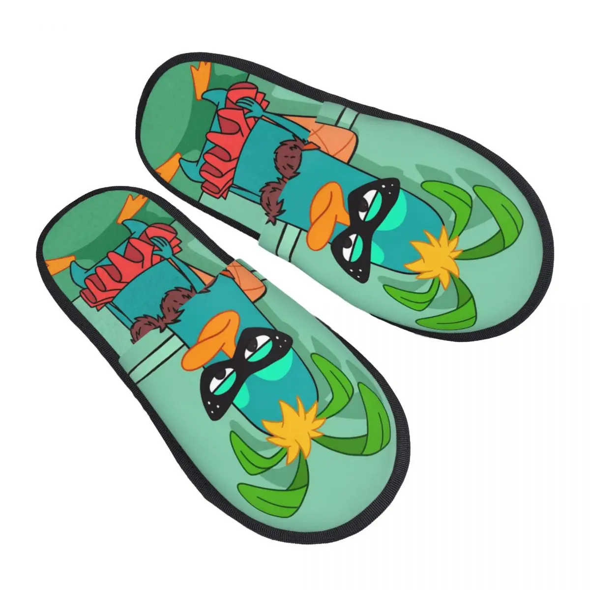 페리 더 플래티퍼스 슬리퍼 거실용 귀여운 오리 모양 부드러운 가정용 털 슬리퍼 미끄럼 방지