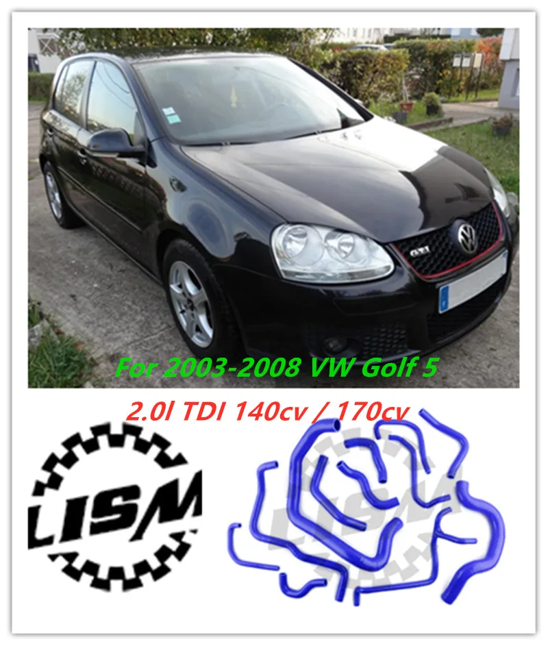 12ชิ้นสำหรับ2003-2008 VW กอล์ฟ5 2.0L TDI 140cv / 170cv ซิลิโคนหม้อน้ำหล่อเย็นท่ออะไหล่รถยนต์2004 2005 2006 2007