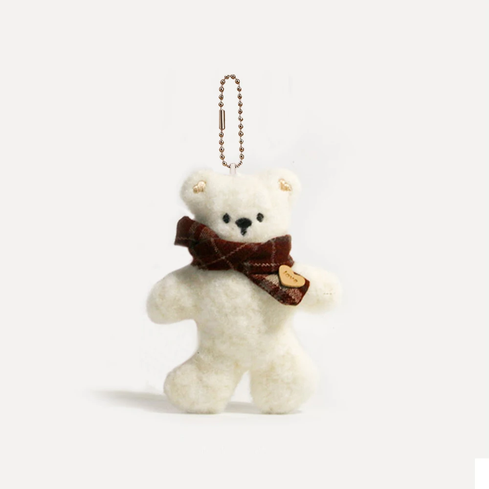 1pcs 13cm Cute Wearing a Scarf Plush Bear Keyring Cartoon Doll Toy Bag Pendant Couple Gift Toy
