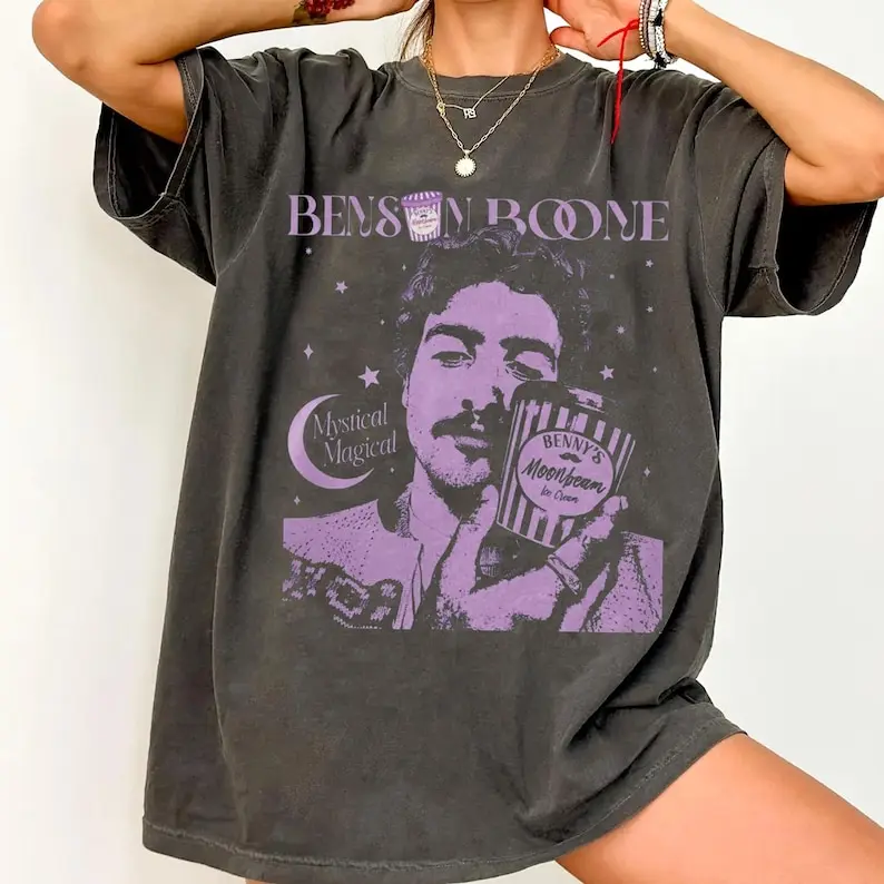 

Benson Boone Moonbeam Ice Cream Printed T-Shirt Country Music Tour Sleeved Retro Street Y2K Casual Fashion Tops Clothing
