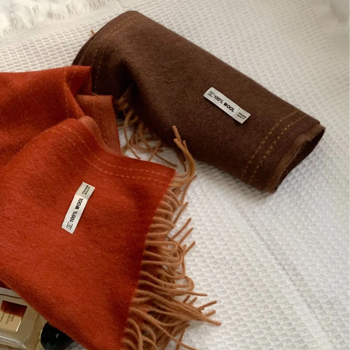 Treasure 100% Australian wool solid color simple double-sided scarf for women in winter versatile warm couple scarf