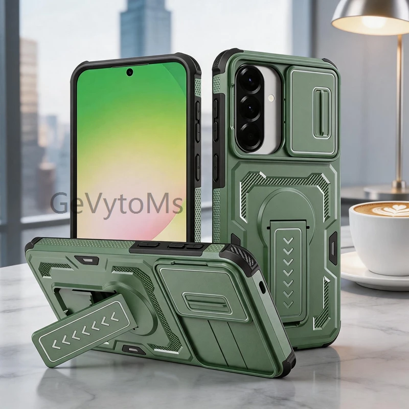Slide Camera Cover GalaxyA57 5G Kickstand Armor Case For Samsung Galaxy A57 A 57 Heavy Duty Military Cases For Samsung A57 Cover
