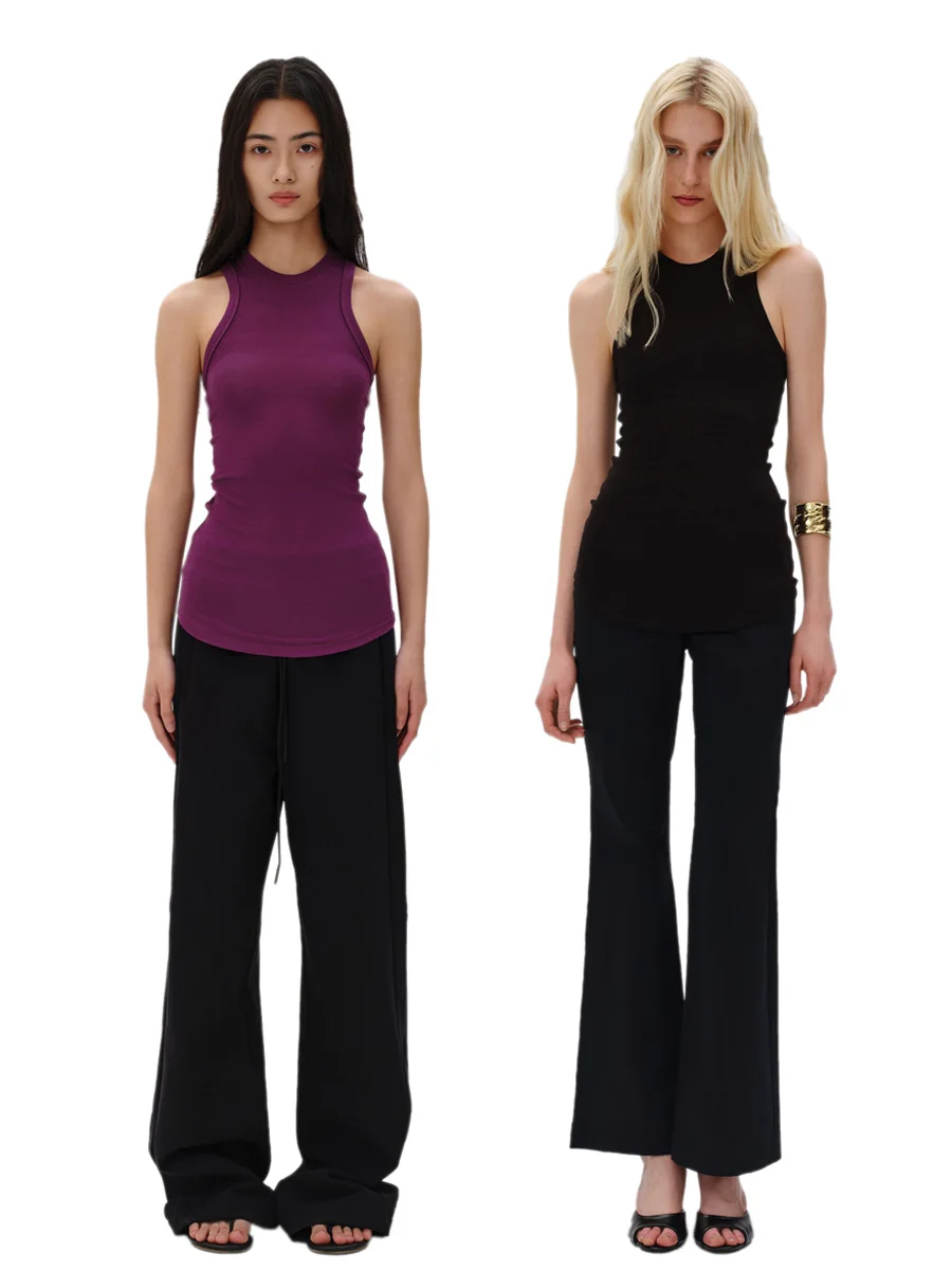 

Летняя мягкая эластичная облегающая майка CIMBREYOO для работы, фиолетовая/черная, дышащая, модная женская майка-топ