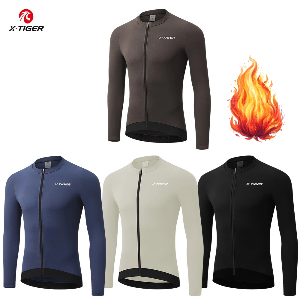 

X-TIGER Cycling Jersey Winter Thermal Fleece Cycling Jersey Long sleeve shirt Hot Warm Bicycle winter jersey mtb jersey